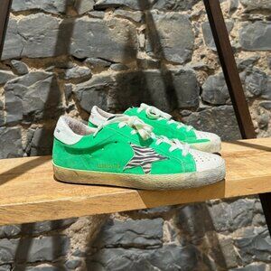 Golden Goose Superstar Neon Green Suede Sneakers